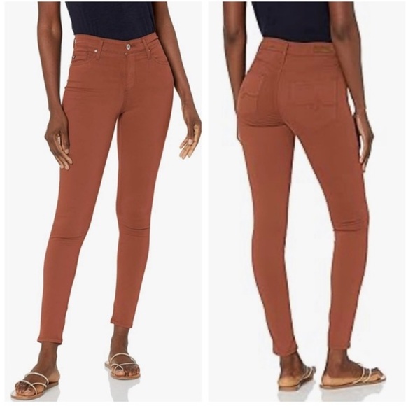 AG Adriano Goldschmied Sz 31 Pants AG Farrah Ankle Stretch Sateen Brick Dust - Picture 1 of 6